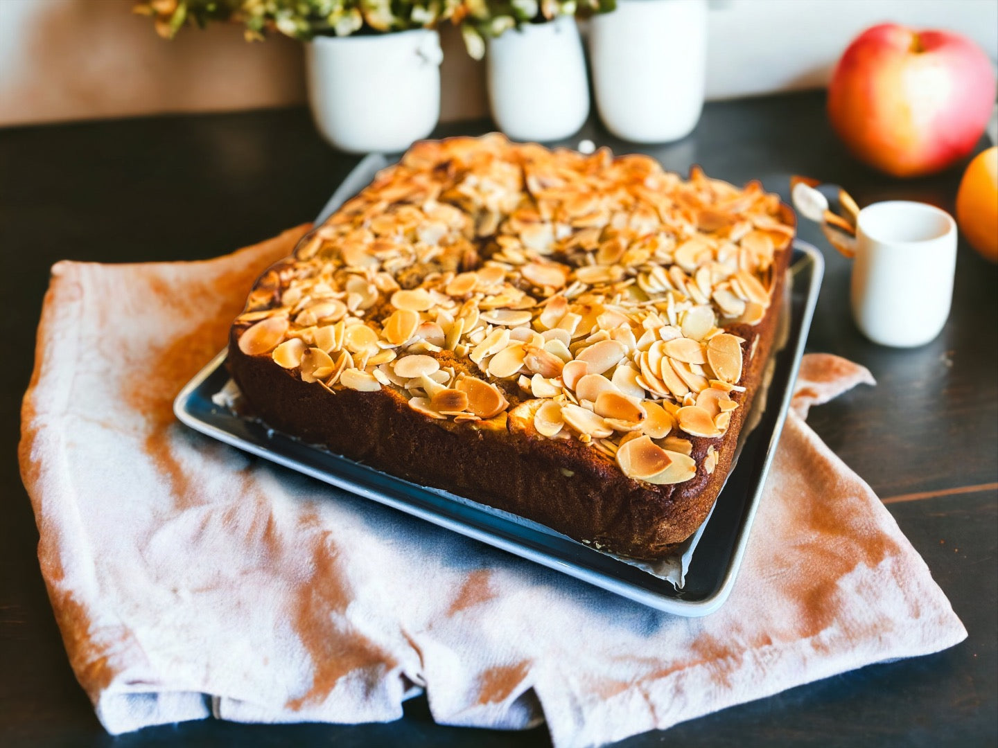 Our Apple Almond Cake is moist and fluffy with a delightfully tender crumb.