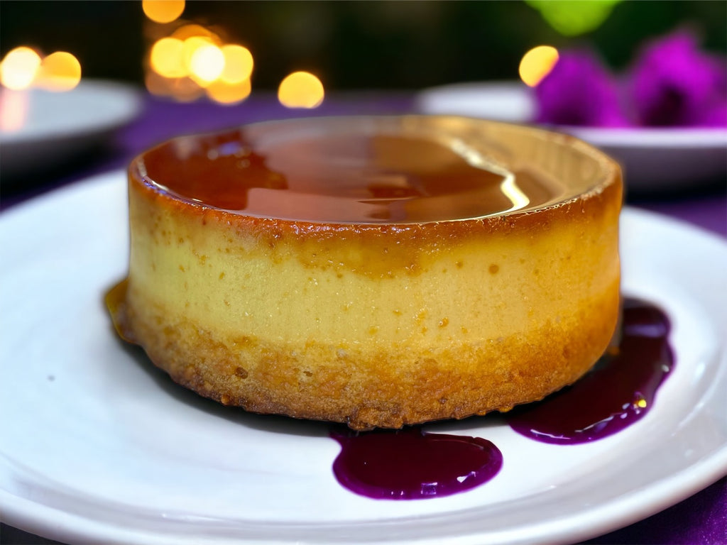 Our Caramel Vanilla Flan marries the creamy richness of flan and the timeless allure of vanilla cake in a silky embrace of caramel sauce.
