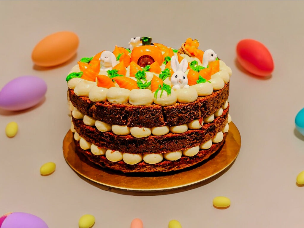 Indulge in the spirit of Easter with the Bunny Carrot Cake — a playful, comtemporary take on the traditional western-style carrot cake.